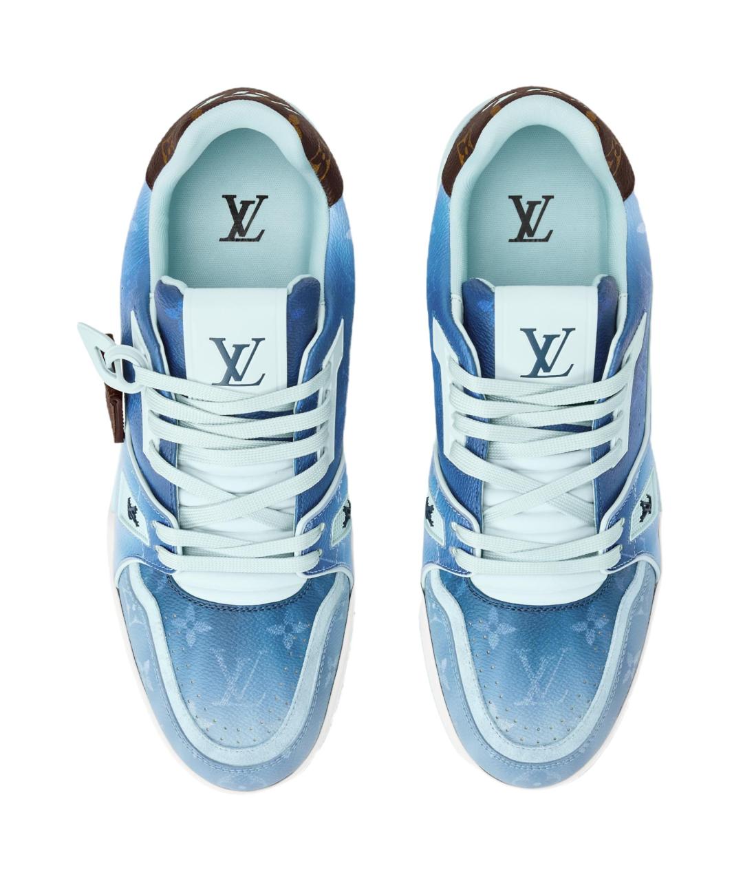 LOUIS VUITTON Синие кожаные кроссовки, фото 3