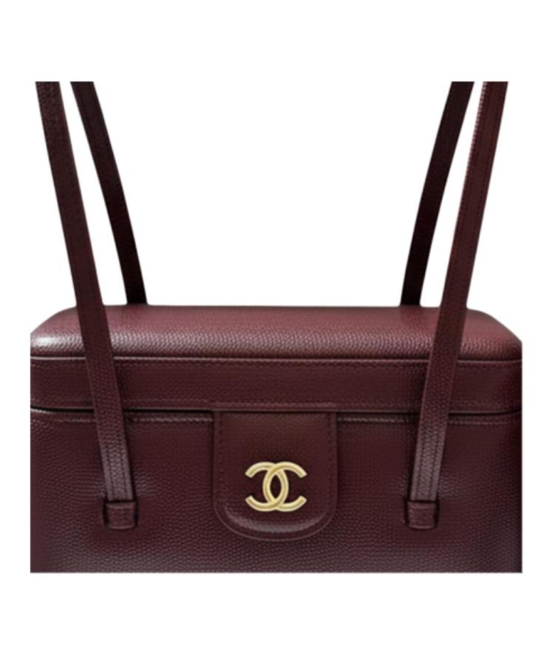 CHANEL Бордовая кожаная сумка через плечо, фото 3
