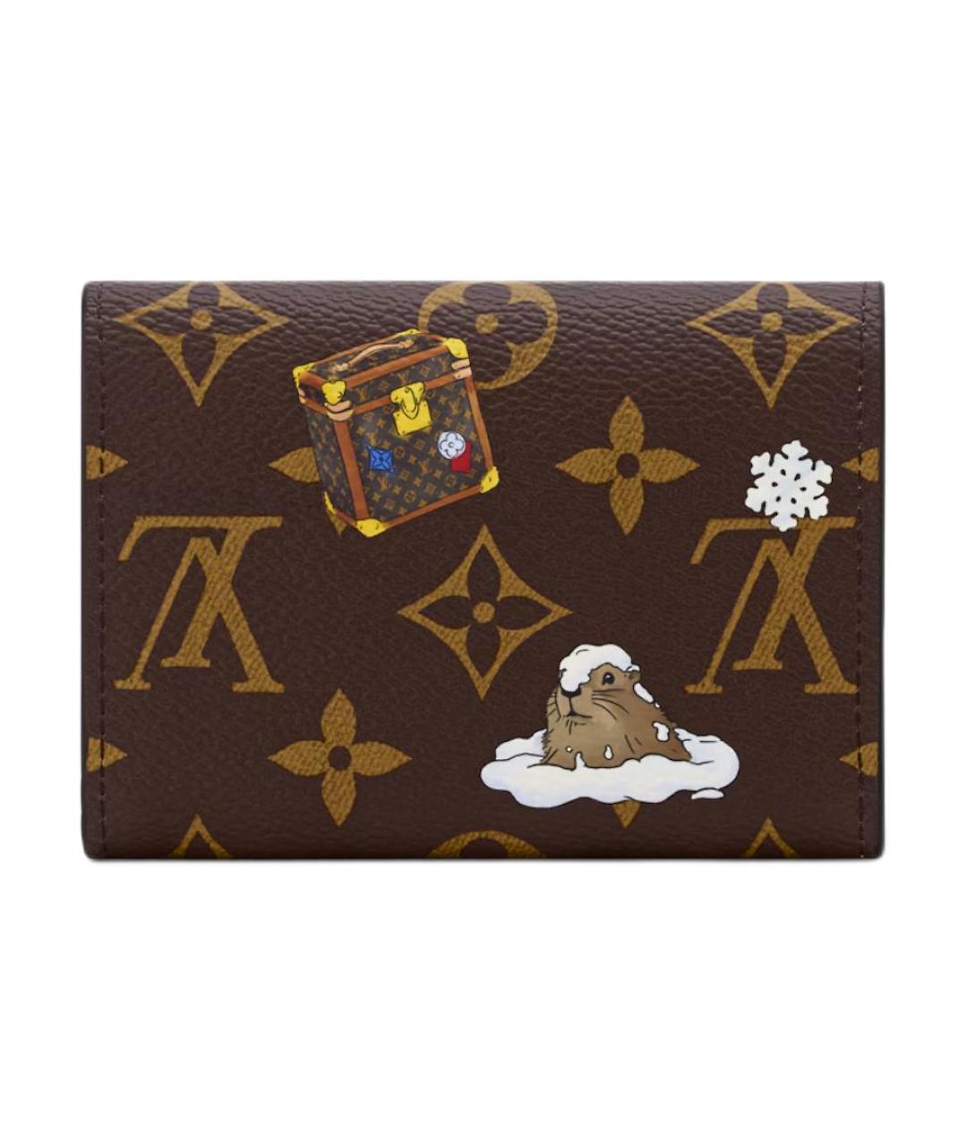 LOUIS VUITTON Коричневый кожаный кошелек, фото 3