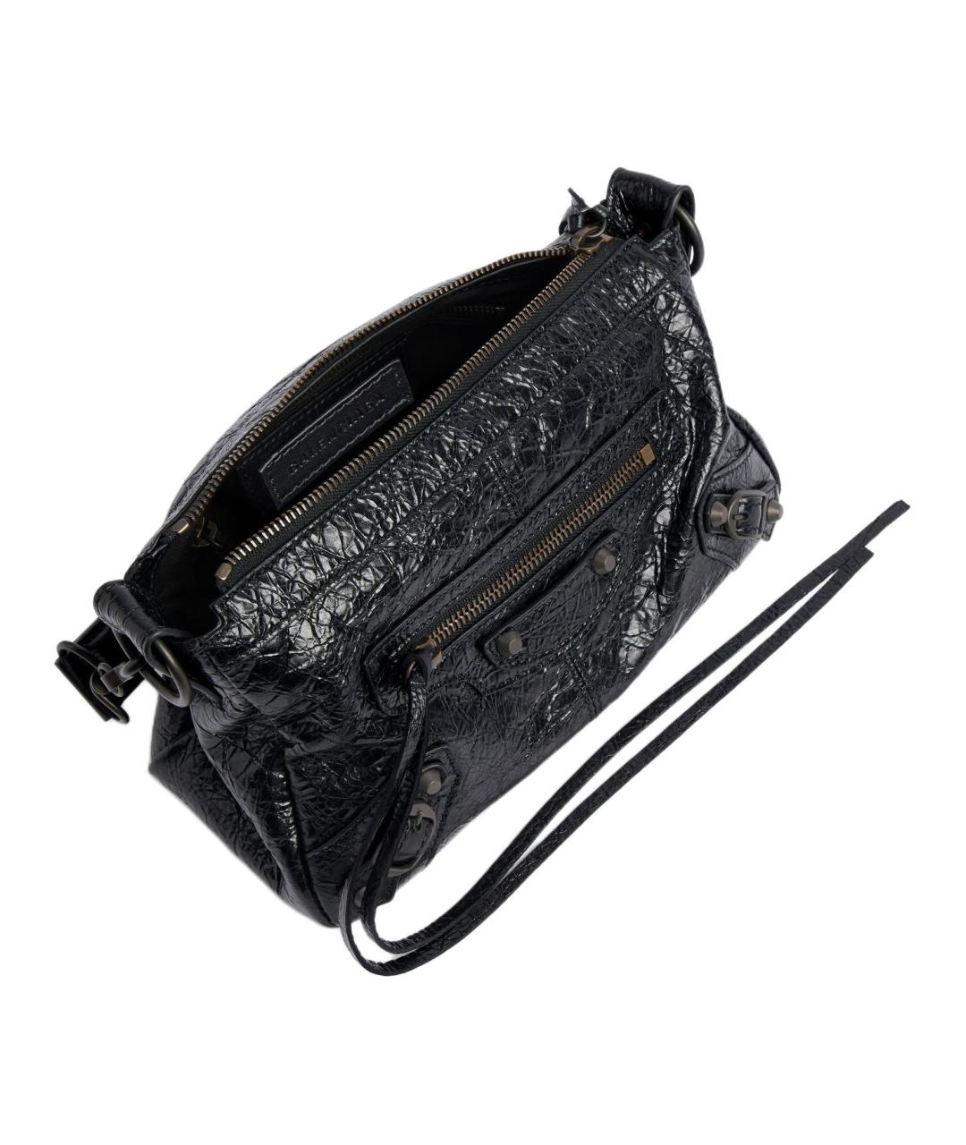 BALENCIAGA Черная кожаная сумка через плечо, фото 5