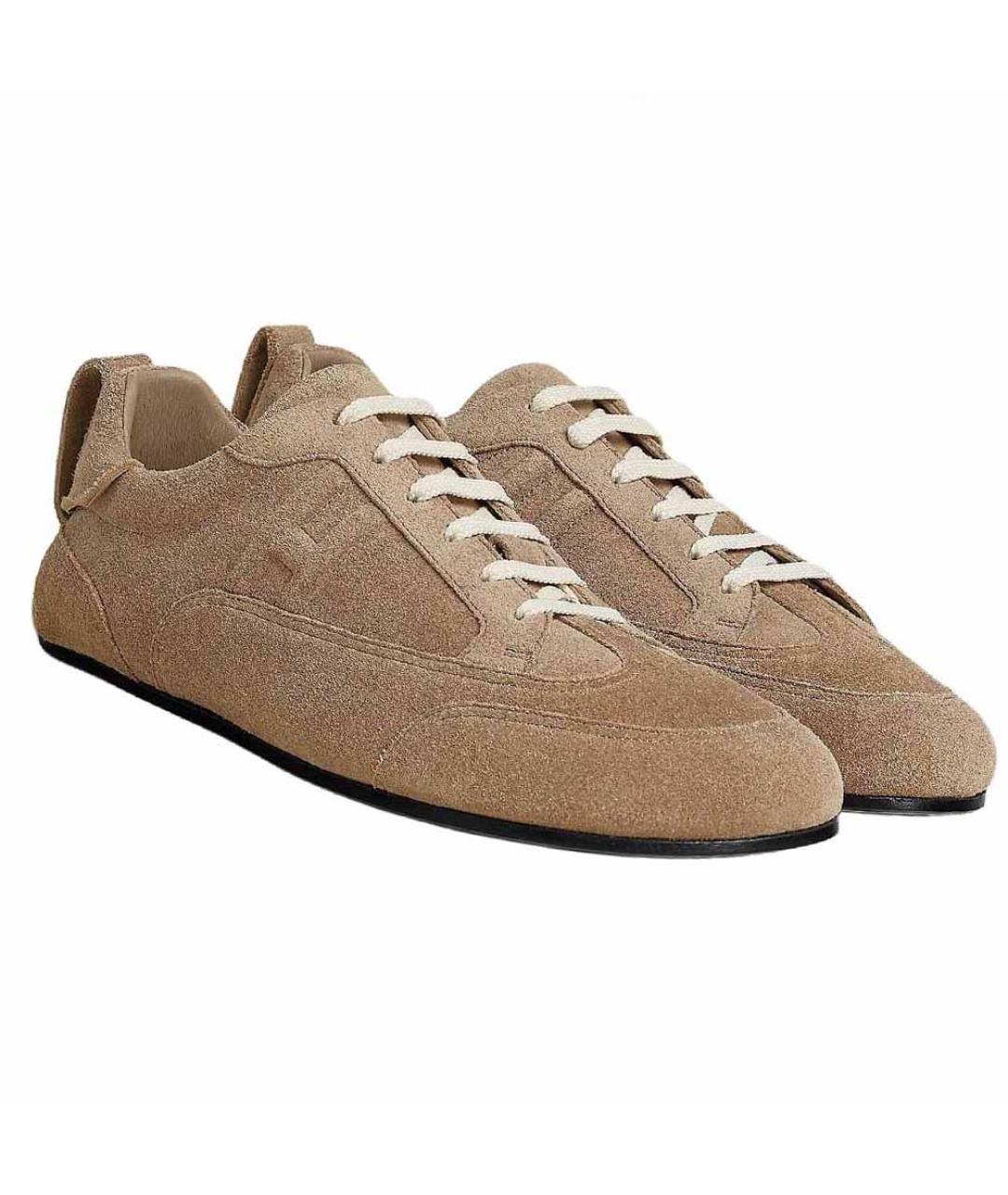 HERMES Бежевые замшевые низкие кроссовки / кеды, фото 4