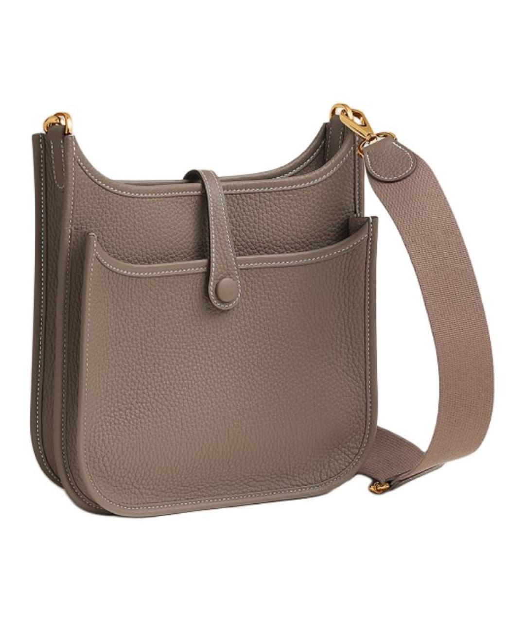 HERMES Серая кожаная сумка через плечо, фото 3