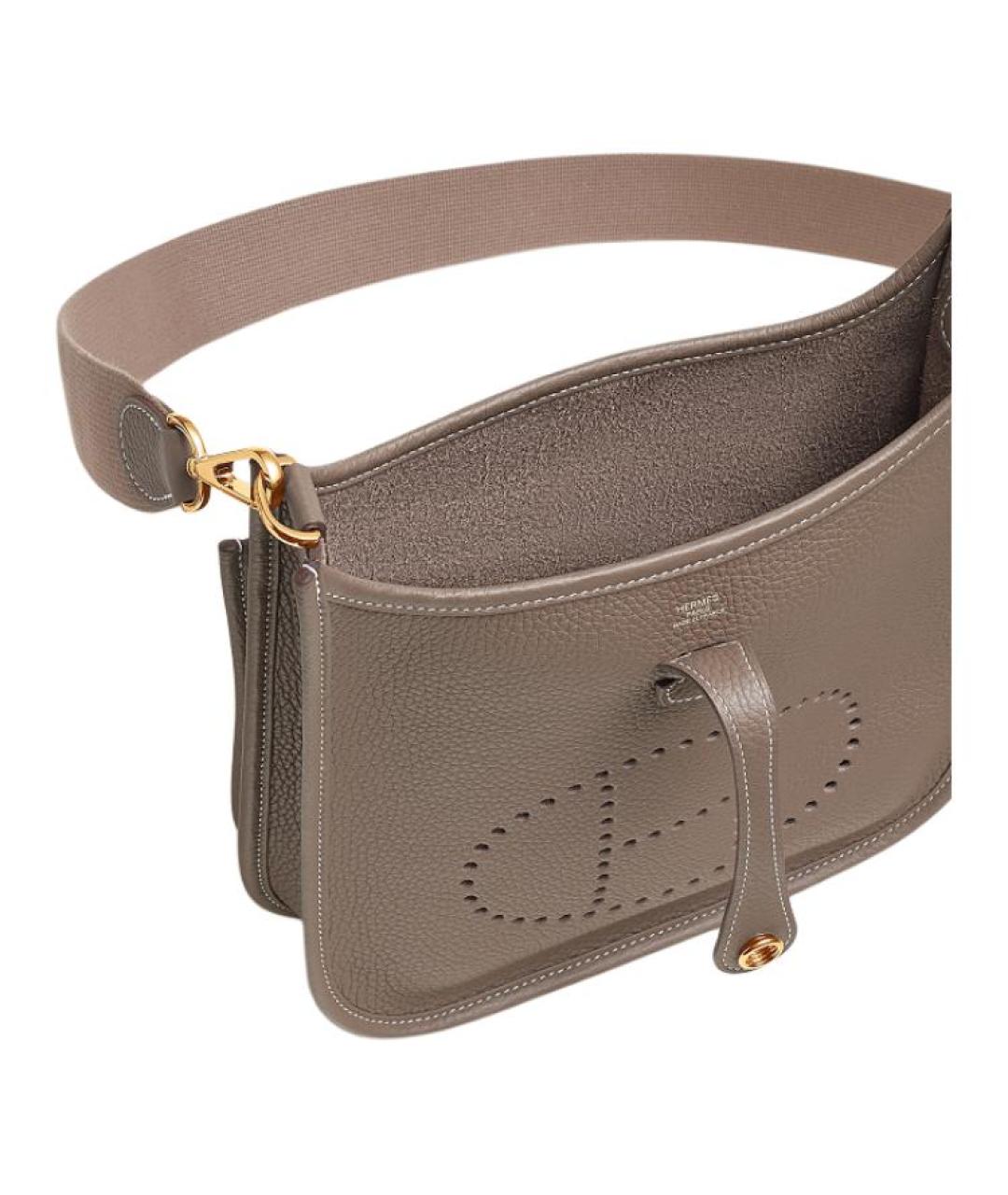 HERMES Серая кожаная сумка через плечо, фото 4