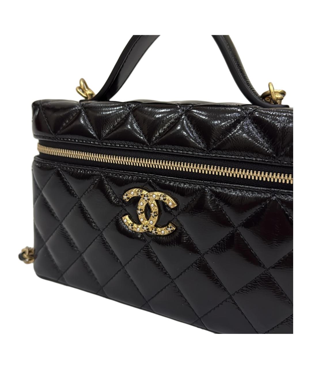 CHANEL Черная кожаная сумка с короткими ручками, фото 4