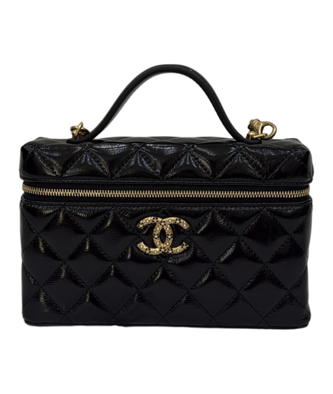 CHANEL Черная кожаная сумка с короткими ручками, фото 1