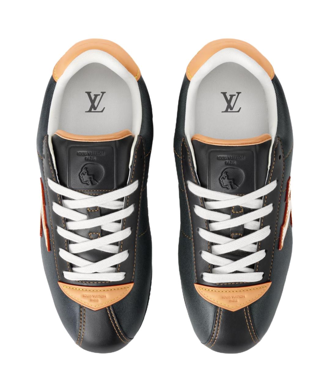 LOUIS VUITTON Черные кожаные низкие кроссовки / кеды, фото 4