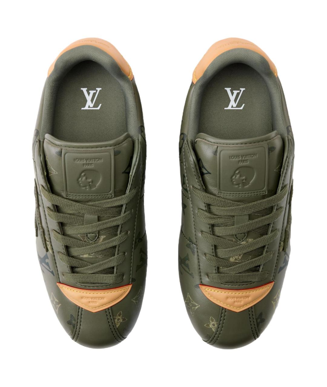 LOUIS VUITTON Зеленые кожаные низкие кроссовки / кеды, фото 4