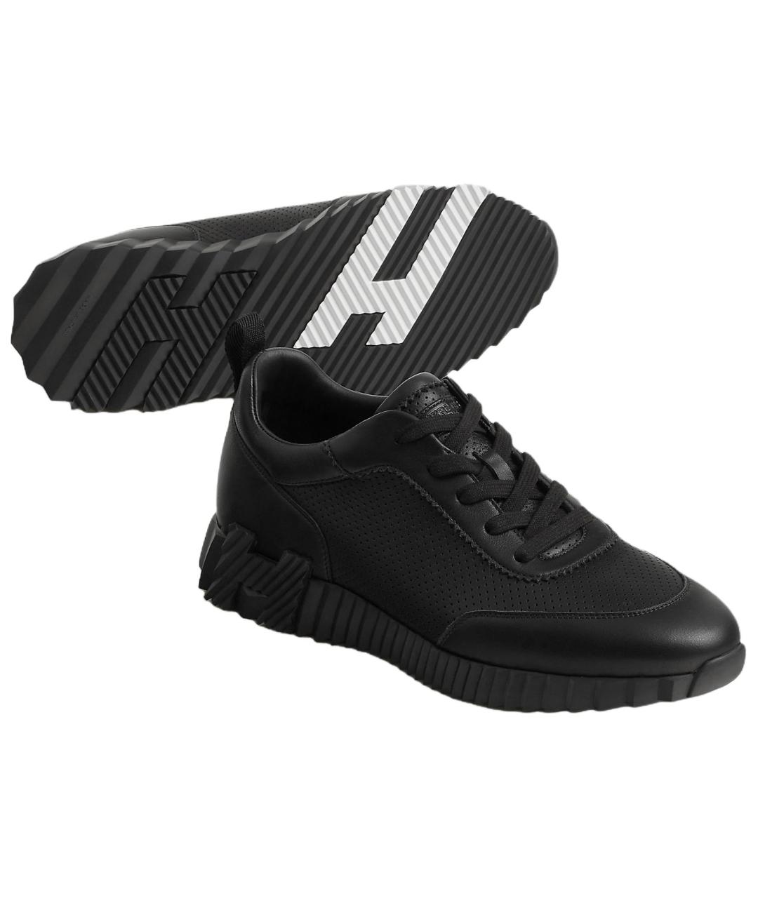 HERMES Черные кожаные низкие кроссовки / кеды, фото 4