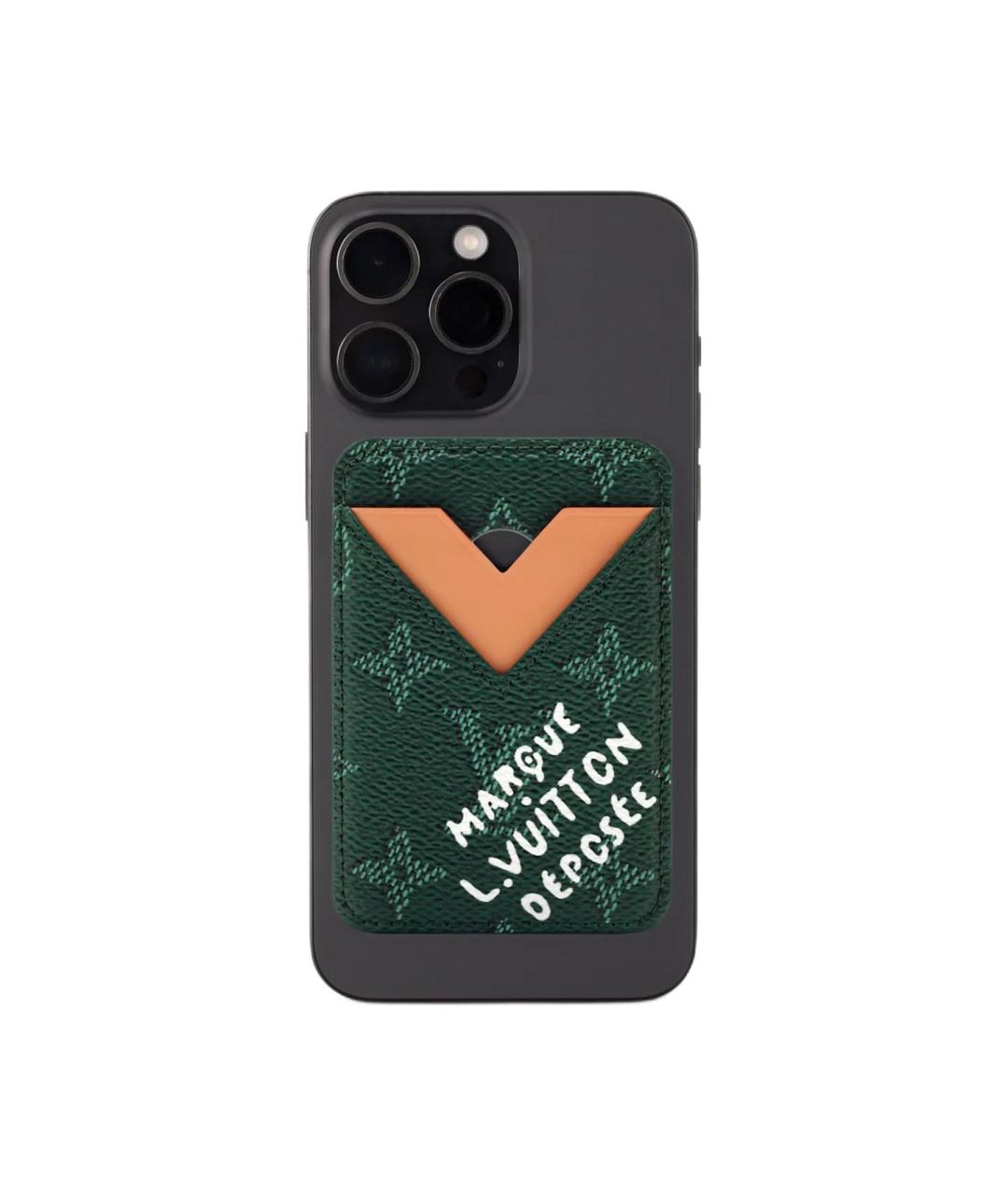 LOUIS VUITTON Зеленый кожаный кардхолдер, фото 4