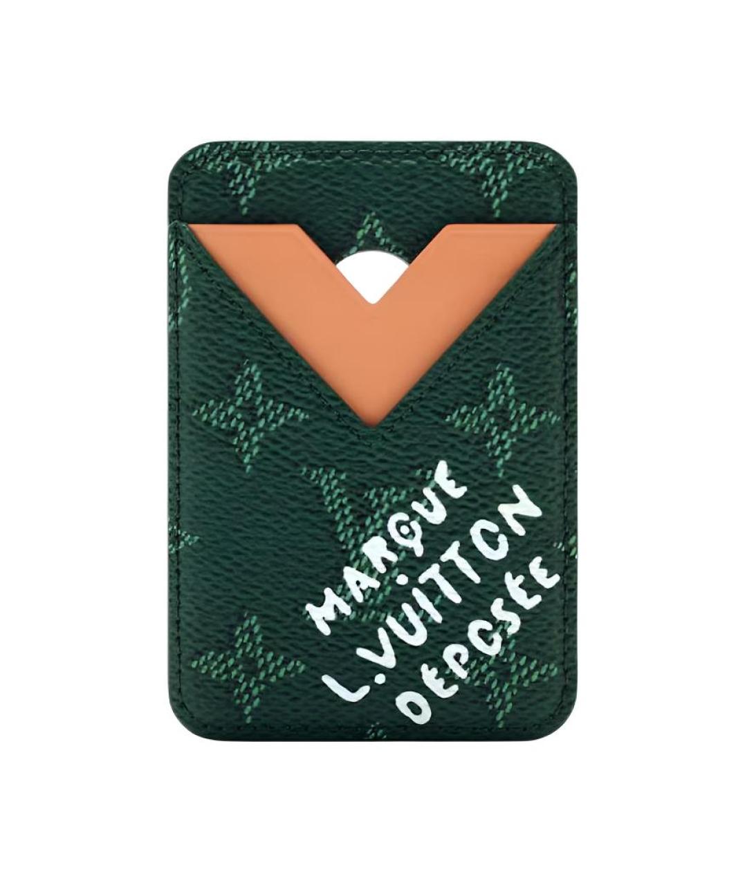 LOUIS VUITTON Зеленый кожаный кардхолдер, фото 1