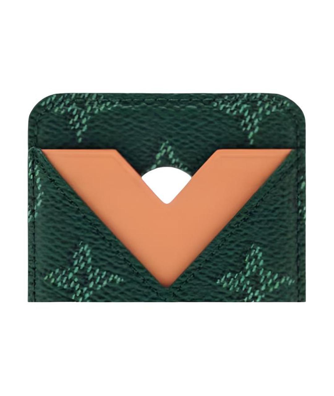 LOUIS VUITTON Зеленый кожаный кардхолдер, фото 5