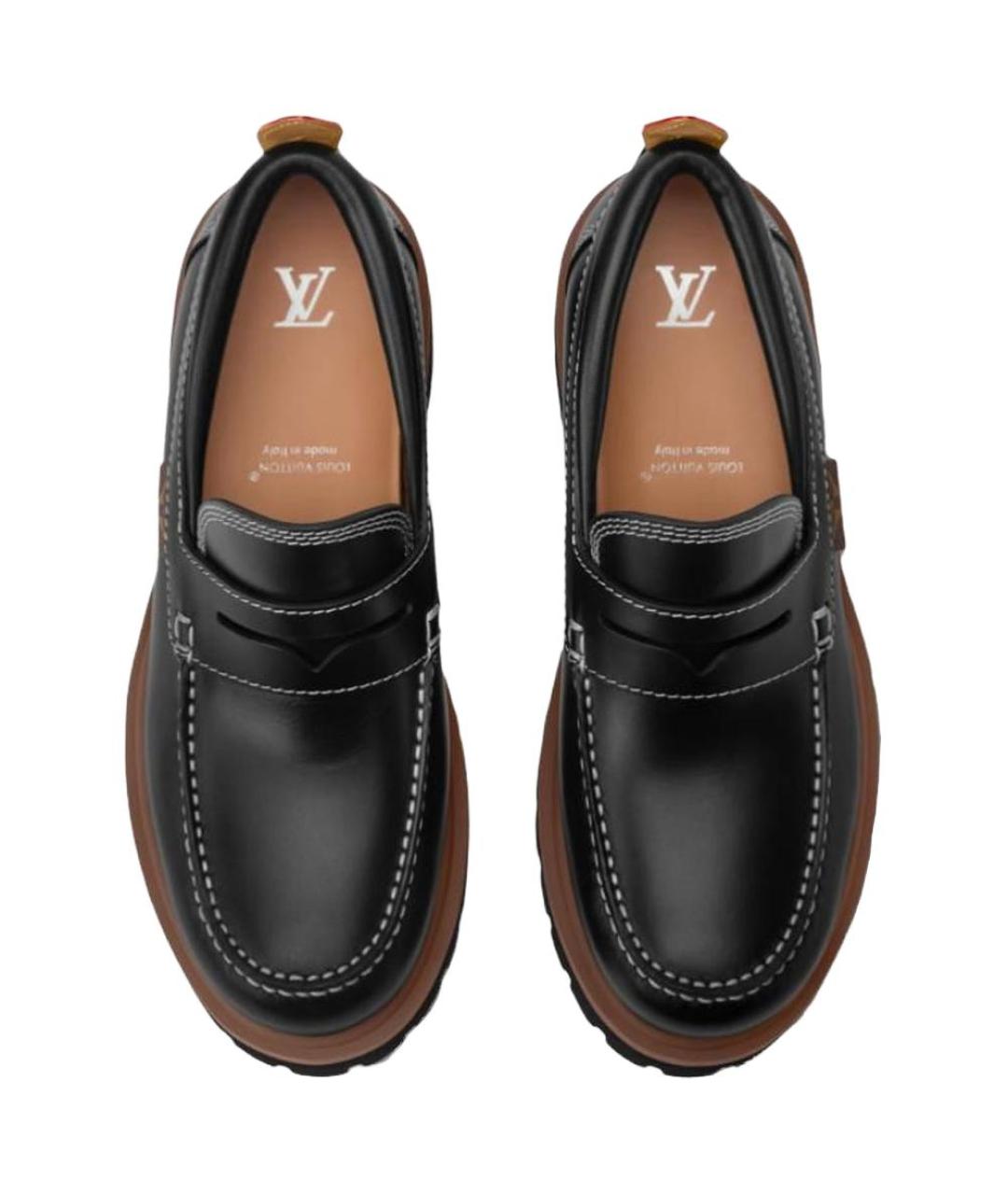 LOUIS VUITTON Черные кожаные лоферы, фото 4