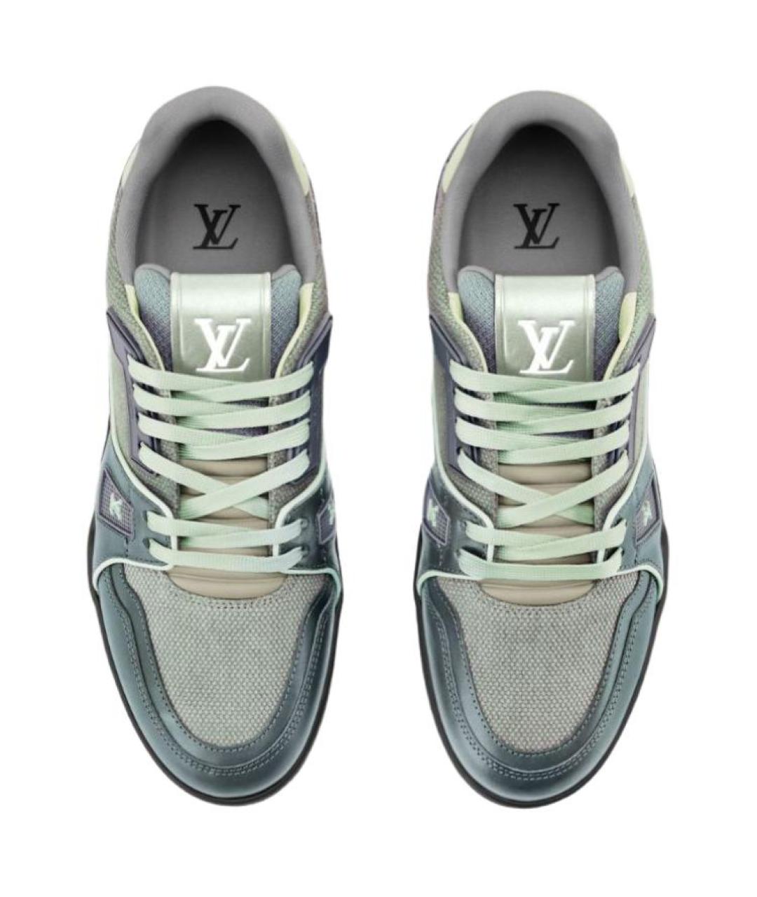 LOUIS VUITTON Зеленые кожаные низкие кроссовки / кеды, фото 4