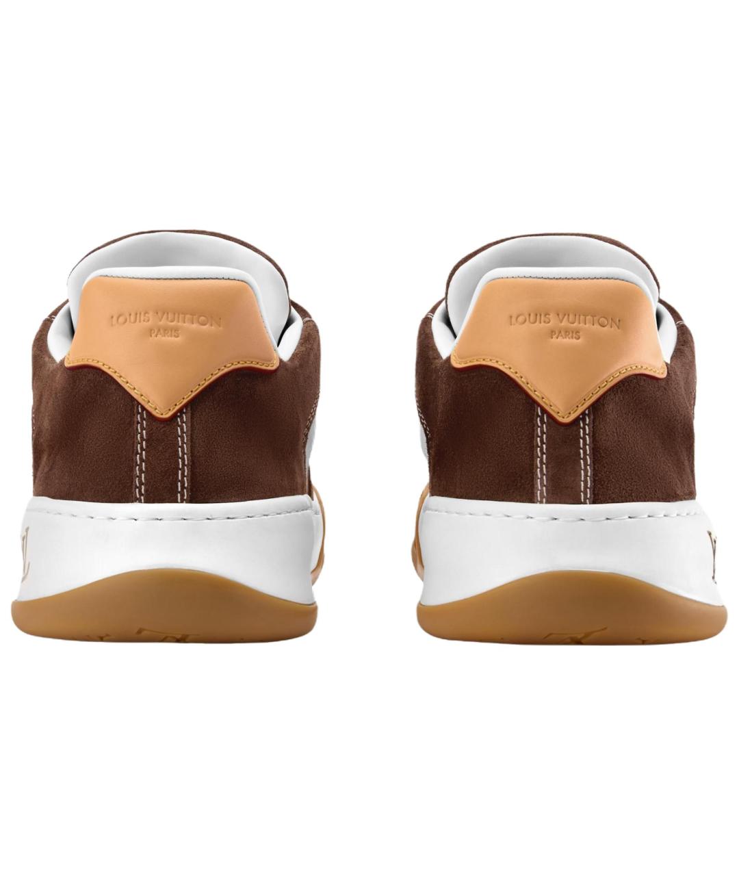 LOUIS VUITTON Коричневые нубуковые низкие кроссовки / кеды, фото 5