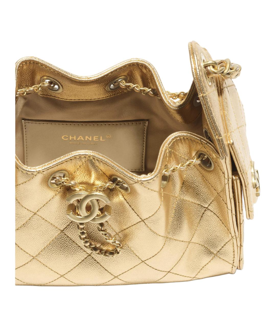 CHANEL Золотая кожаная сумка через плечо, фото 5