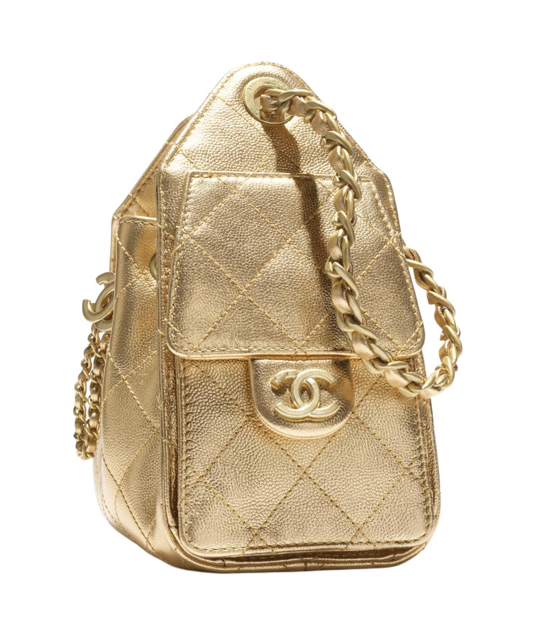 CHANEL Золотая кожаная сумка через плечо, фото 4
