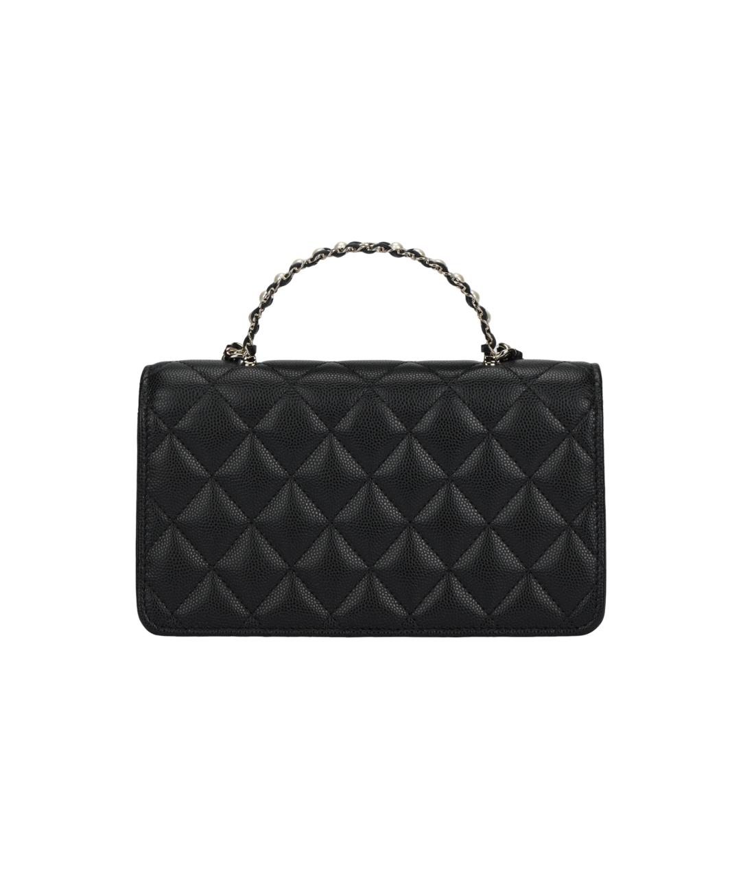 CHANEL Черная кожаная сумка с короткими ручками, фото 3