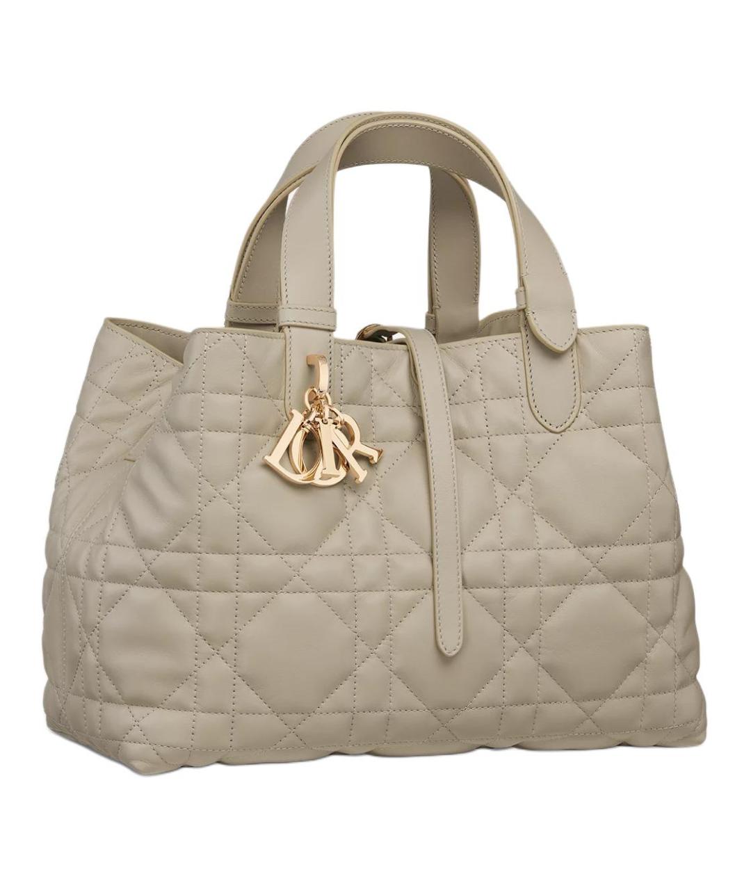 CHRISTIAN DIOR Бежевая кожаная сумка через плечо, фото 4