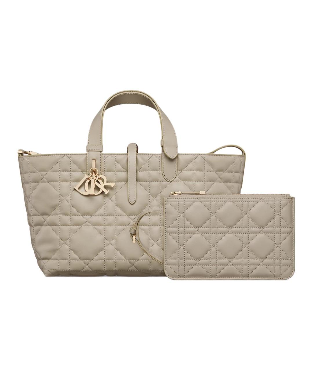 CHRISTIAN DIOR Бежевая кожаная сумка через плечо, фото 3