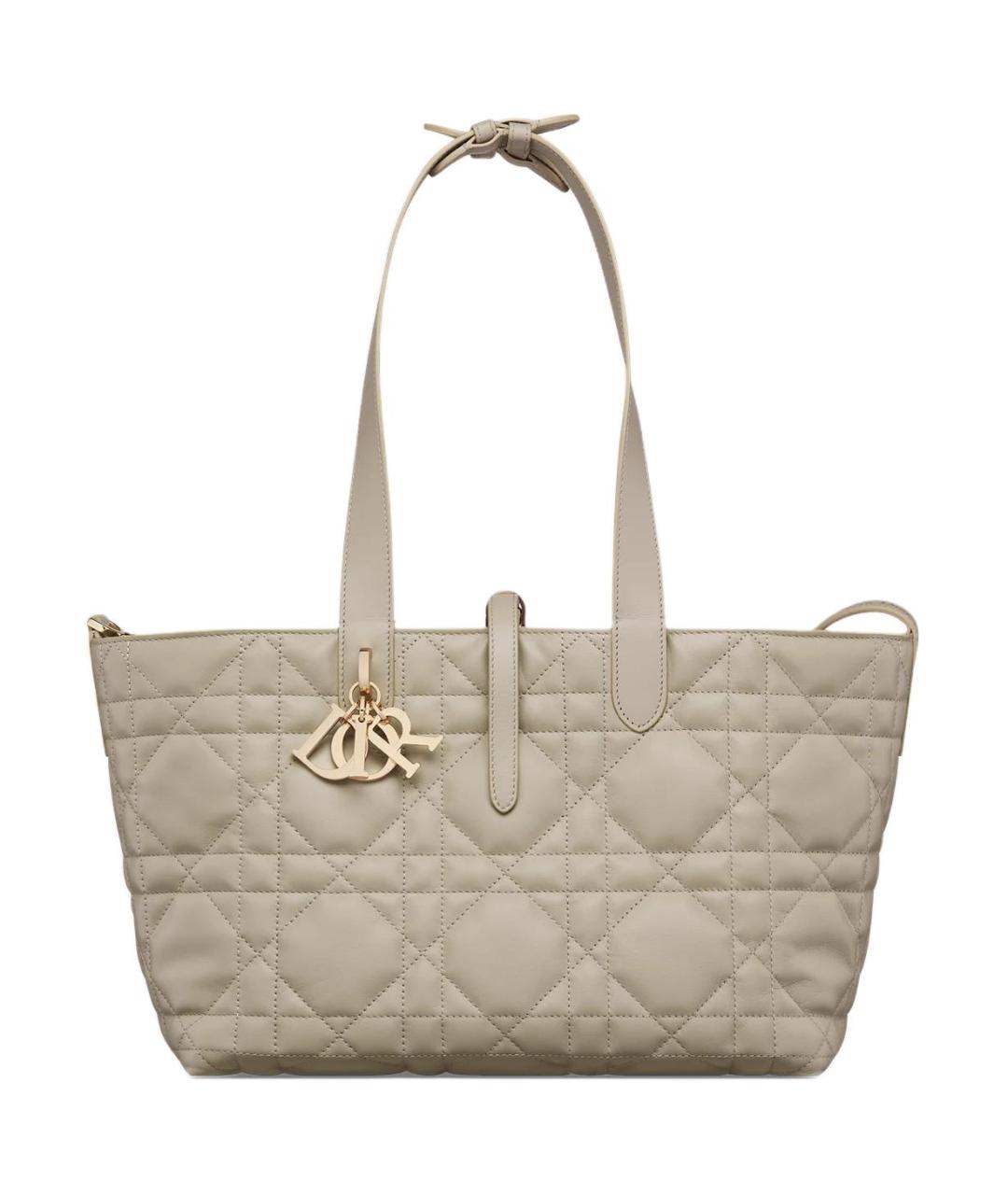 CHRISTIAN DIOR Бежевая кожаная сумка через плечо, фото 2