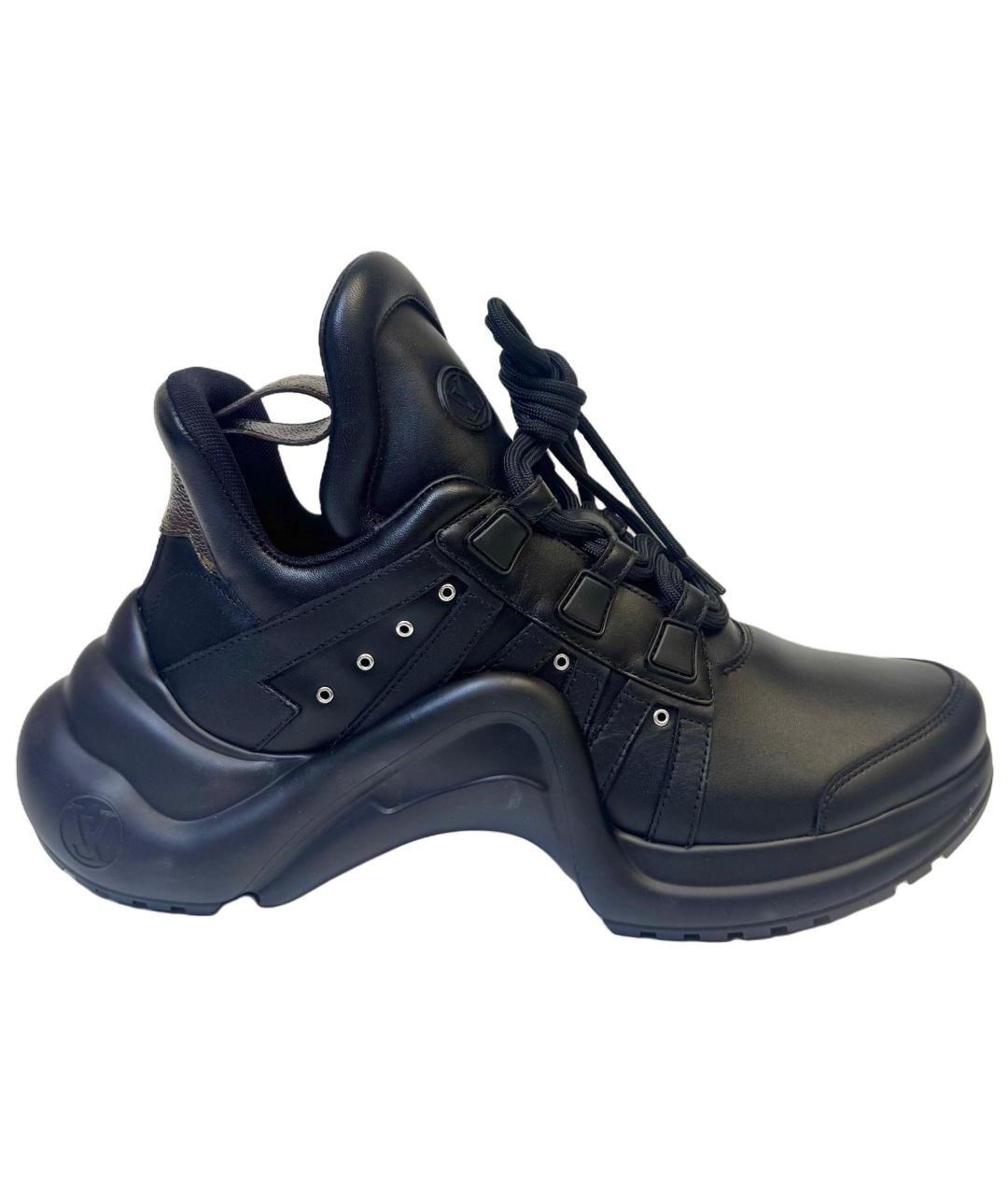 LOUIS VUITTON Черные кожаные кроссовки, фото 1