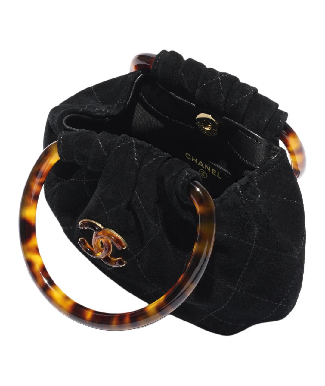 CHANEL Черная замшевая сумка с короткими ручками, фото 3