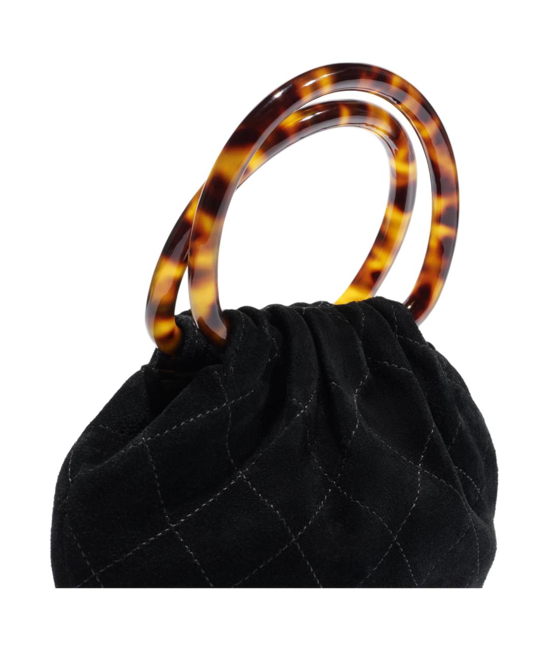 CHANEL Черная замшевая сумка с короткими ручками, фото 4