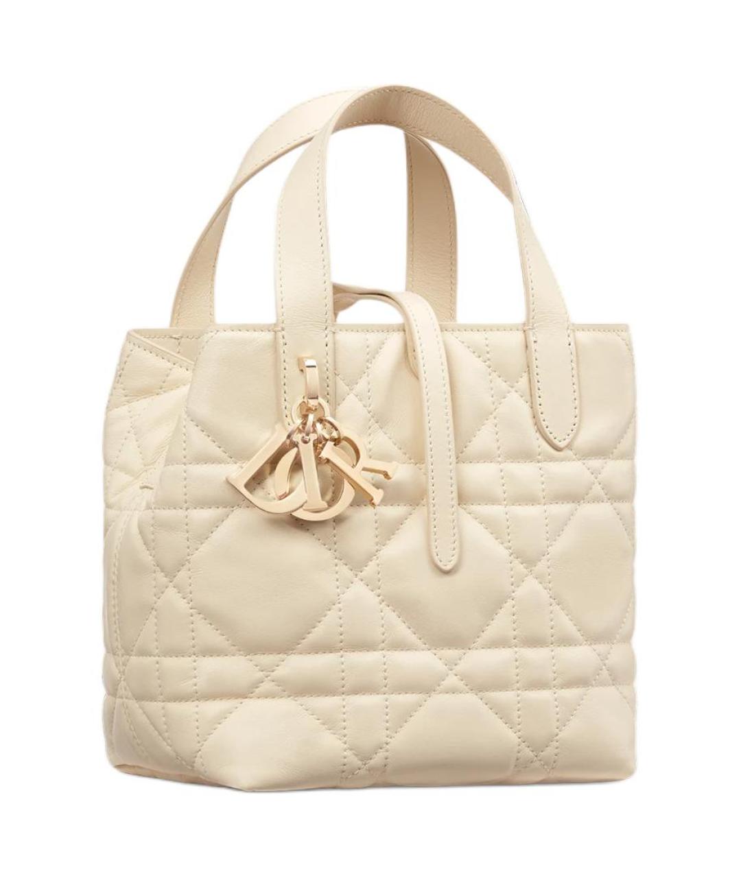 CHRISTIAN DIOR Бежевая кожаная сумка через плечо, фото 3