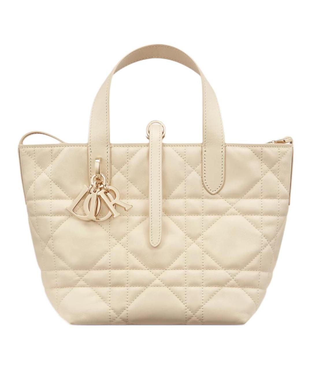 CHRISTIAN DIOR Бежевая кожаная сумка через плечо, фото 1