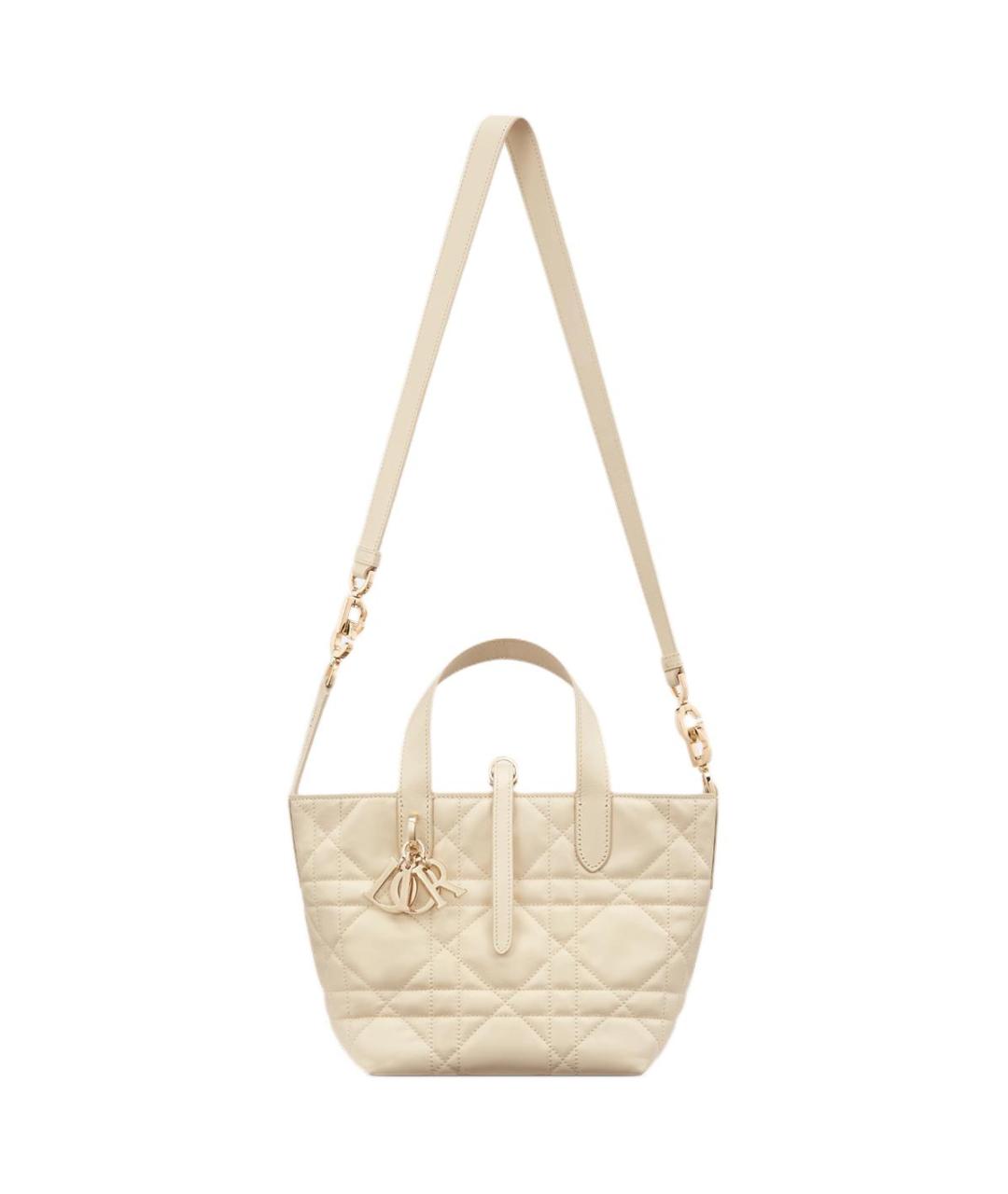 CHRISTIAN DIOR Бежевая кожаная сумка через плечо, фото 2