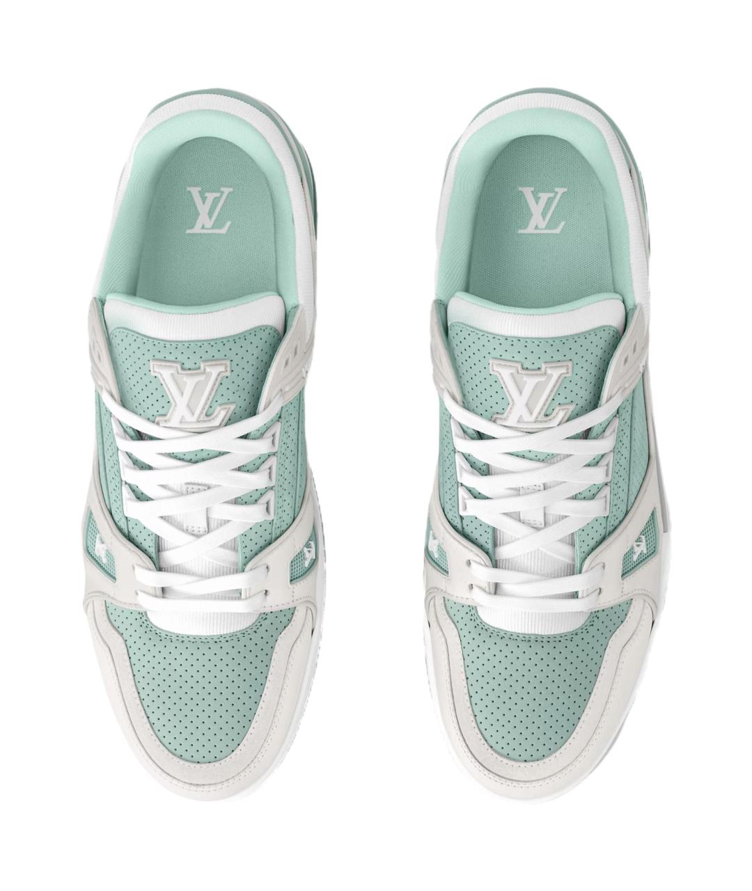LOUIS VUITTON Зеленые кожаные низкие кроссовки / кеды, фото 4
