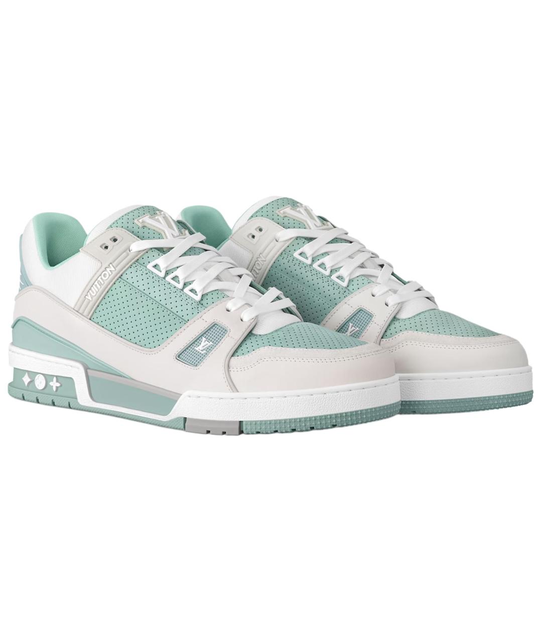 LOUIS VUITTON Зеленые кожаные низкие кроссовки / кеды, фото 3