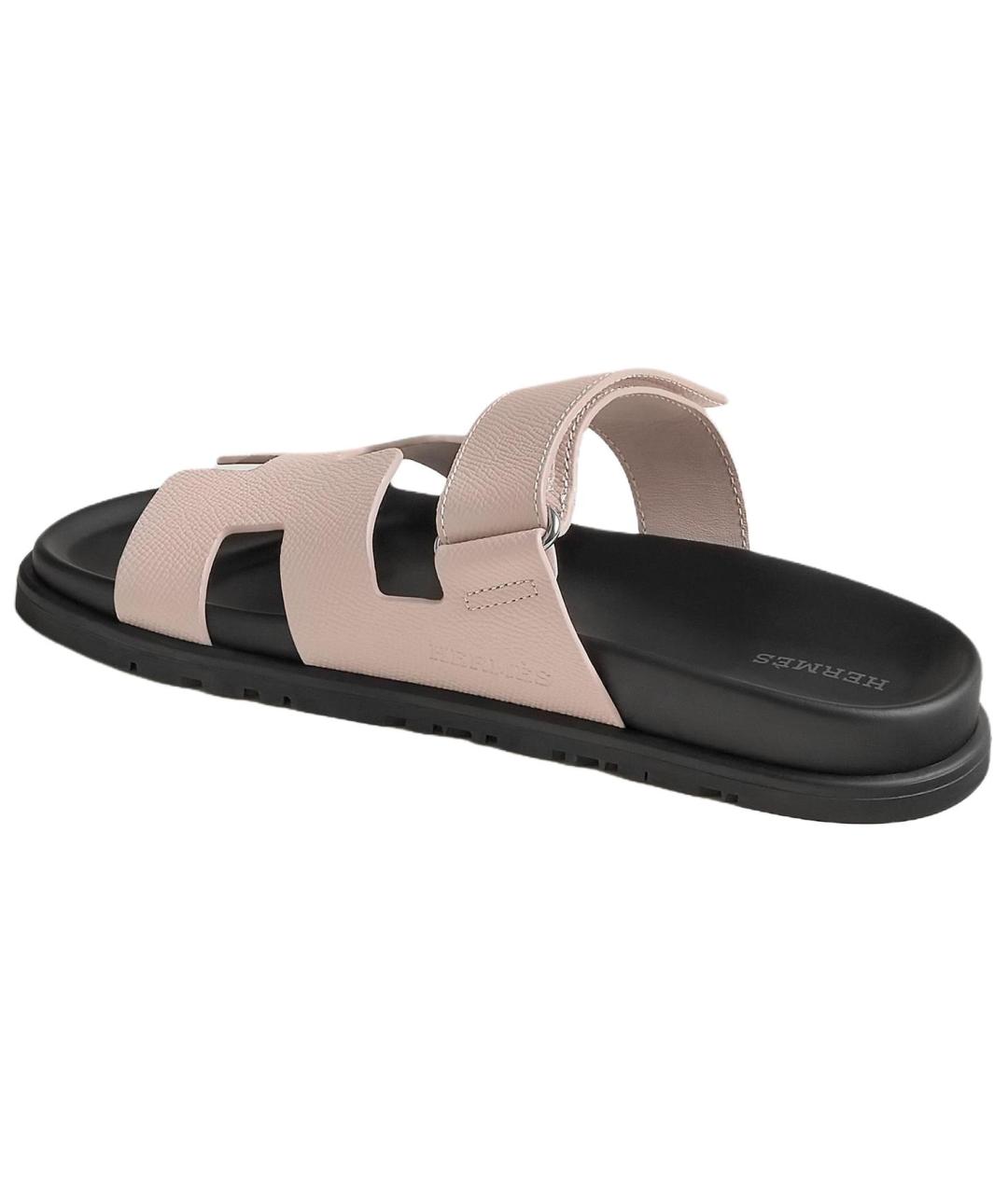 HERMES Розовые кожаные сандалии, фото 5