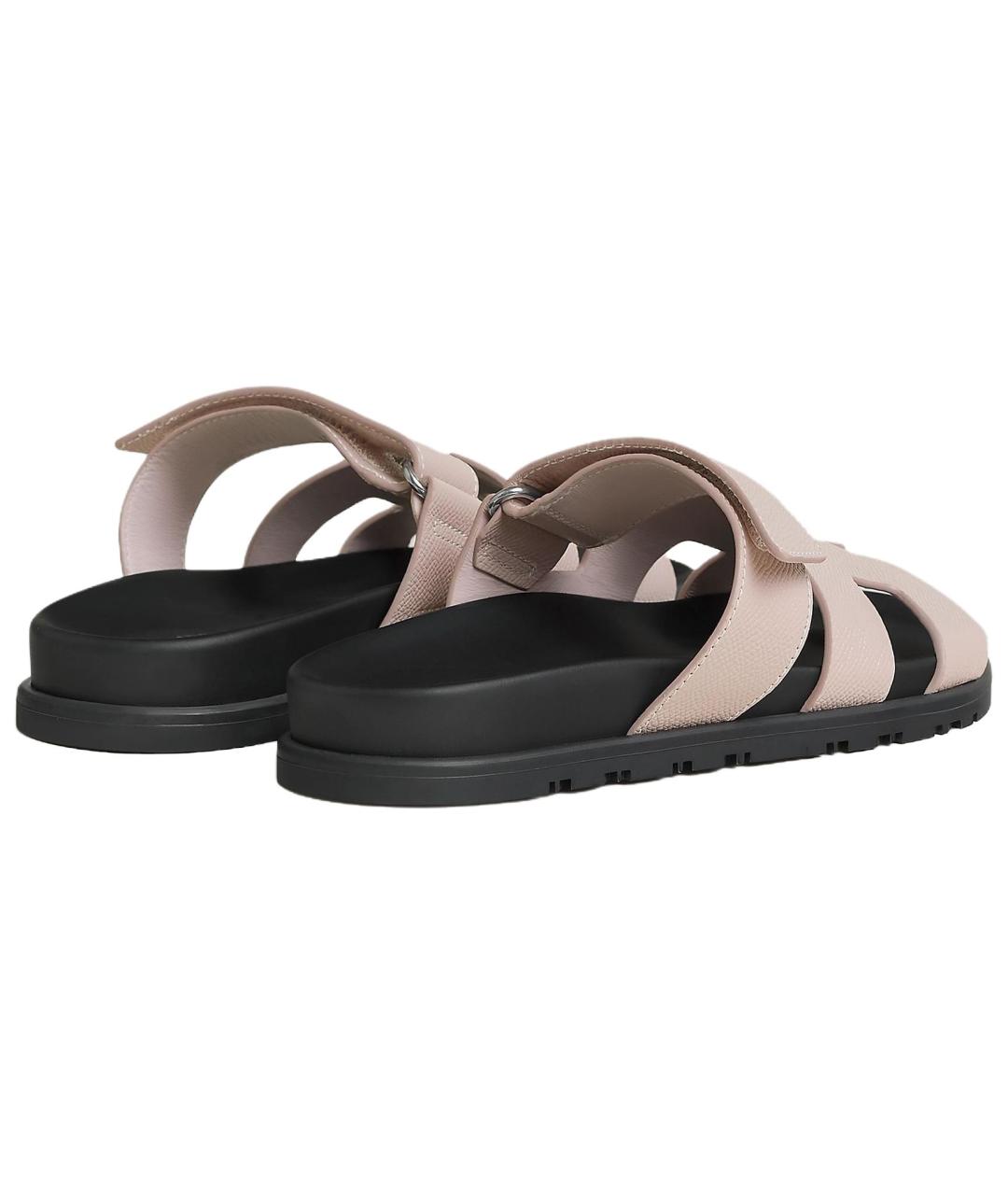 HERMES Розовые кожаные сандалии, фото 4