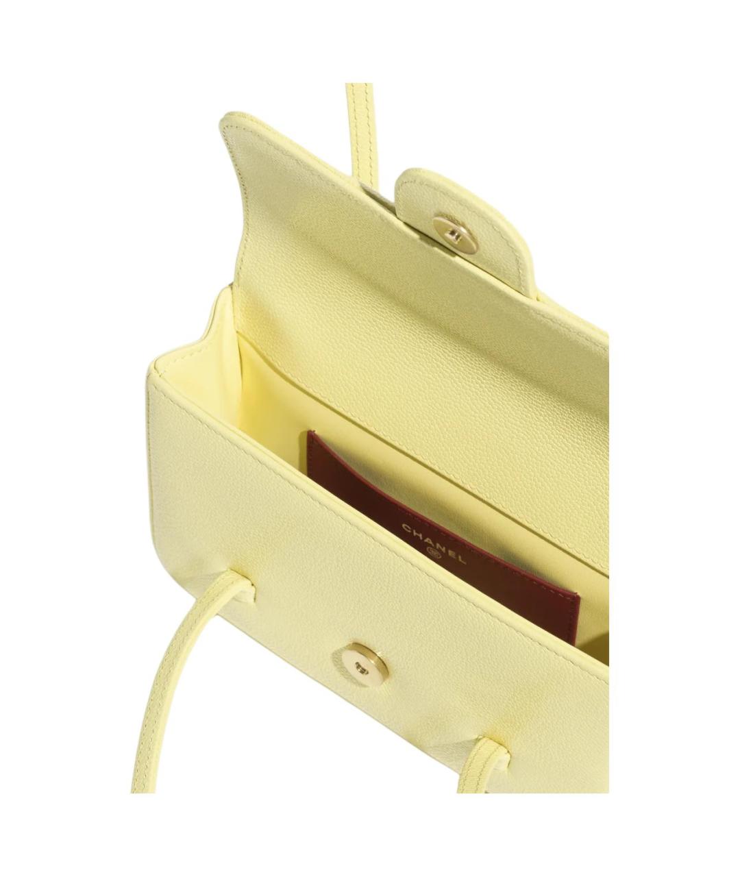 CHANEL Желтая кожаная сумка через плечо, фото 4