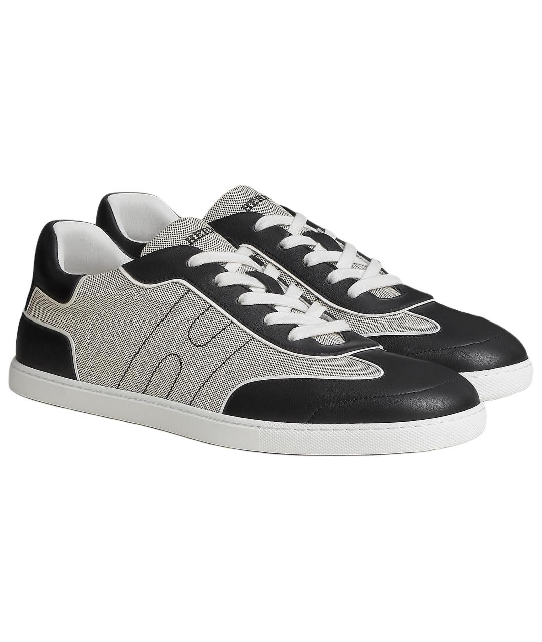 HERMES Серые кожаные низкие кроссовки / кеды, фото 3