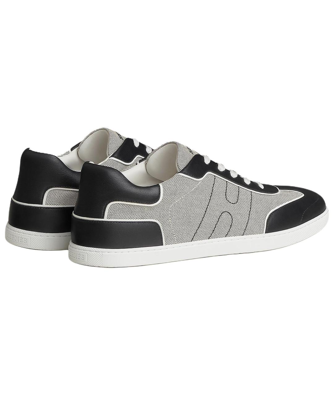 HERMES Серые кожаные низкие кроссовки / кеды, фото 5