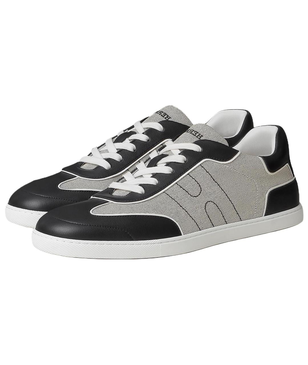 HERMES Серые кожаные низкие кроссовки / кеды, фото 4