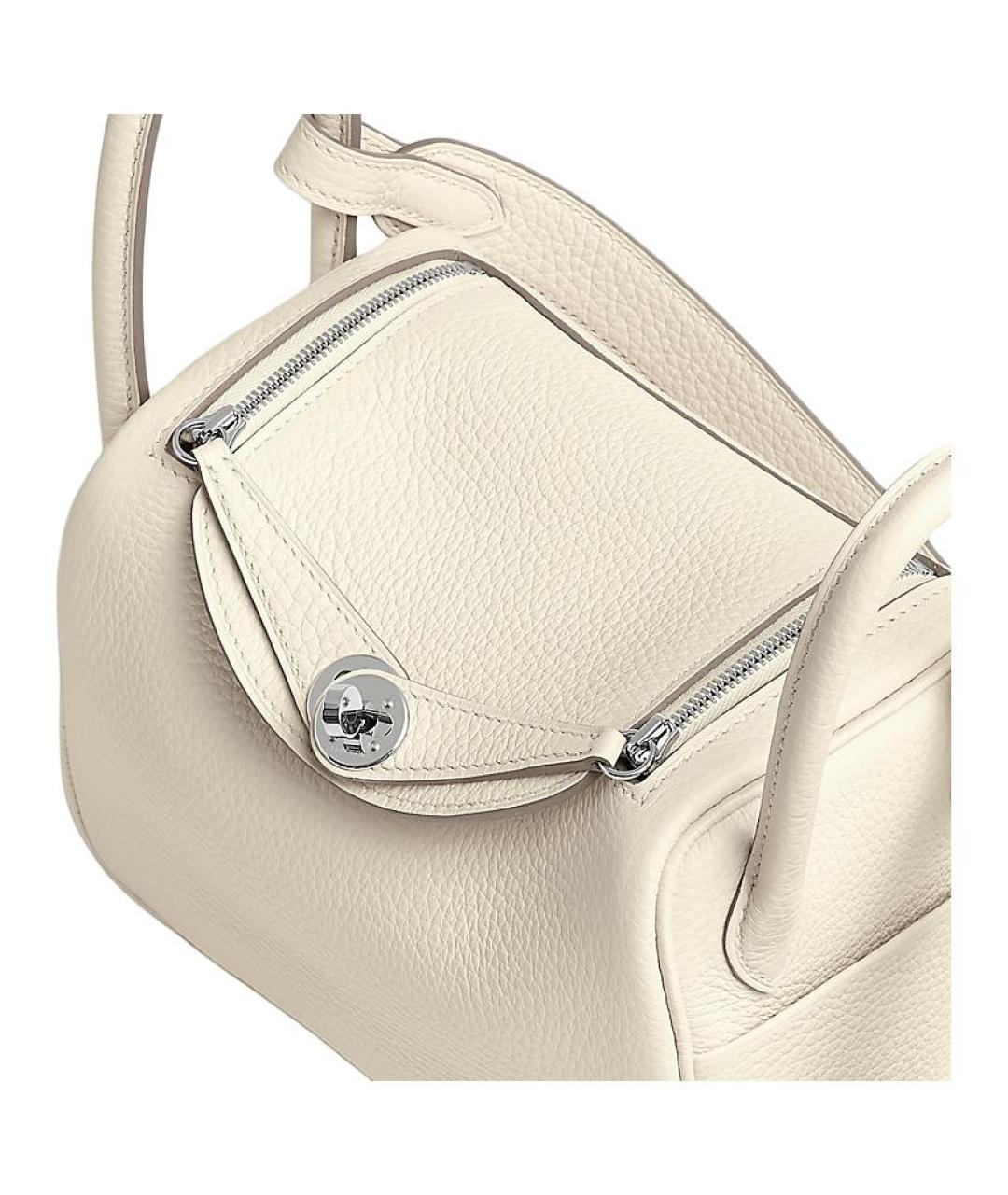HERMES Белая кожаная сумка через плечо, фото 4