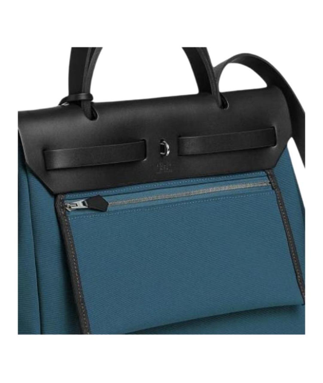 HERMES Синяя сумка с короткими ручками, фото 5