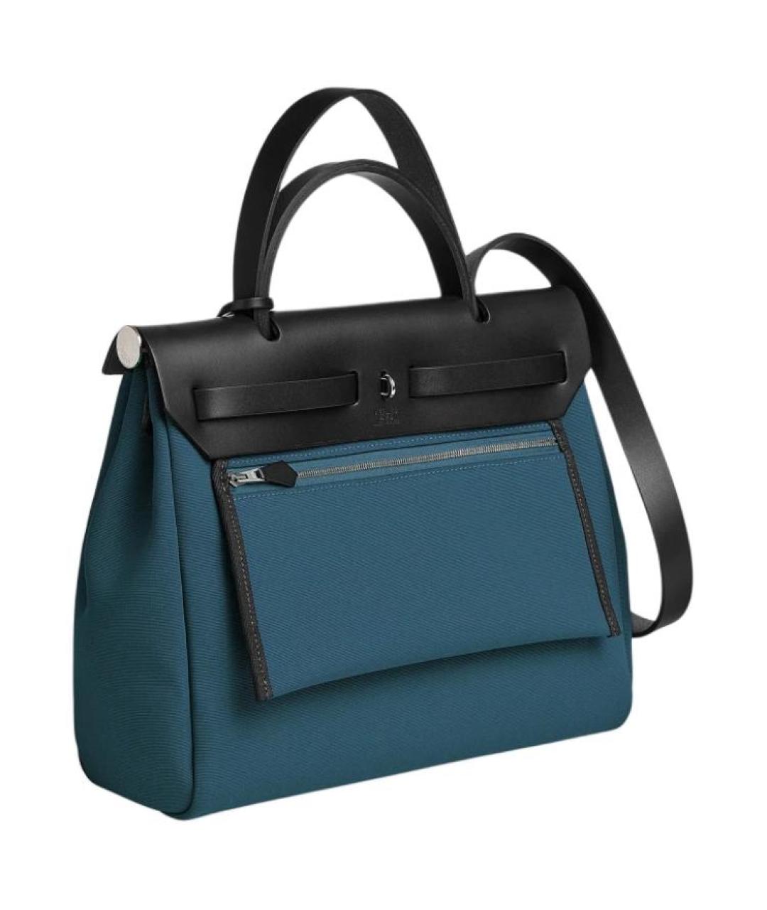 HERMES Синяя сумка с короткими ручками, фото 3