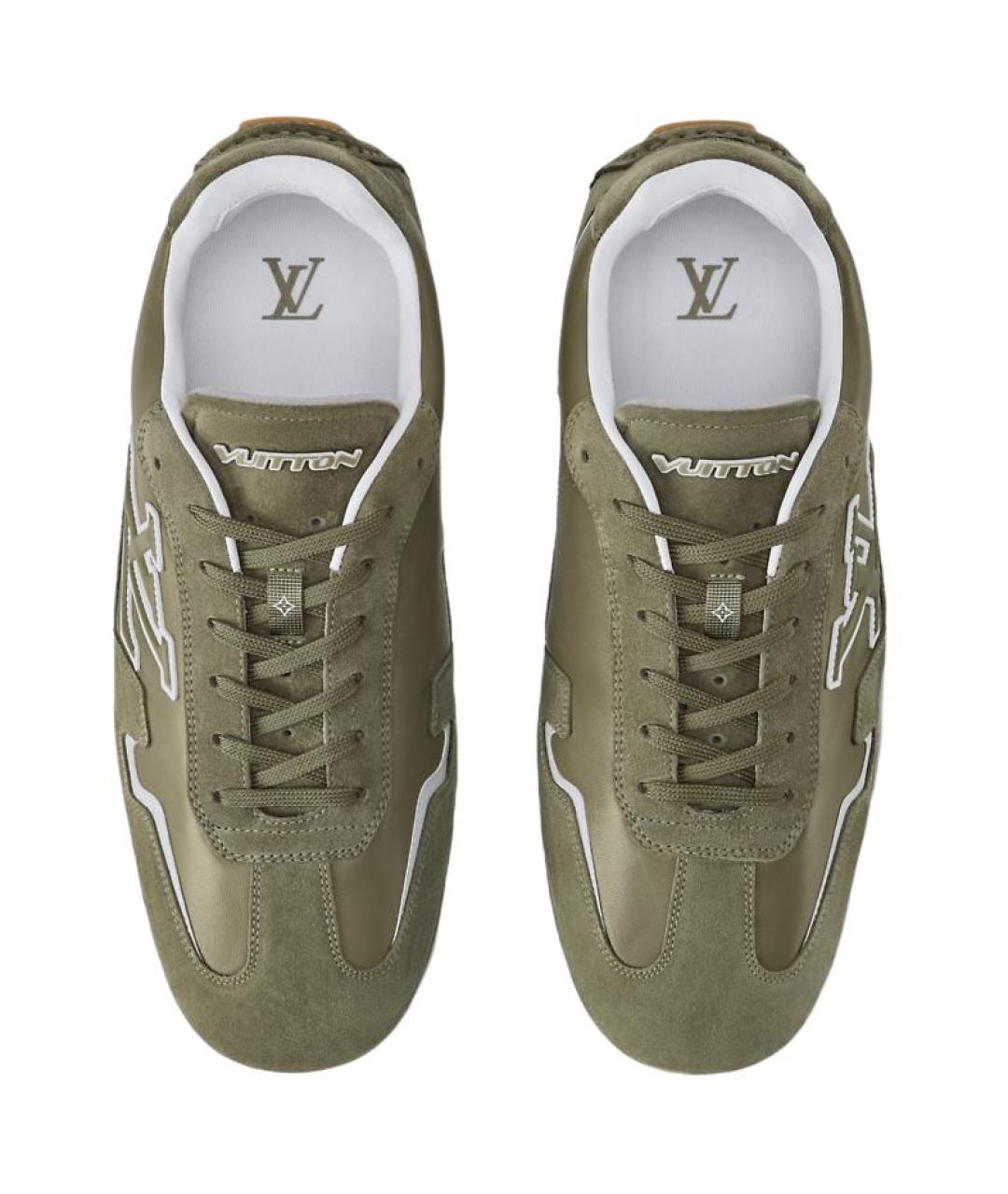 LOUIS VUITTON Зеленые кожаные низкие кроссовки / кеды, фото 4