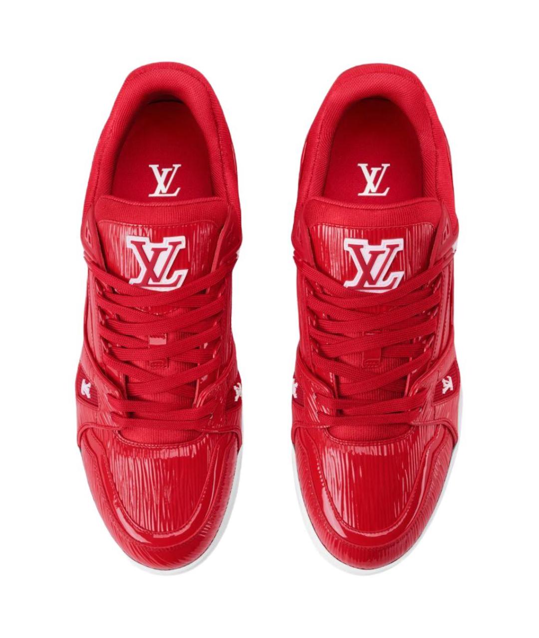 LOUIS VUITTON Красные кожаные низкие кроссовки / кеды, фото 4
