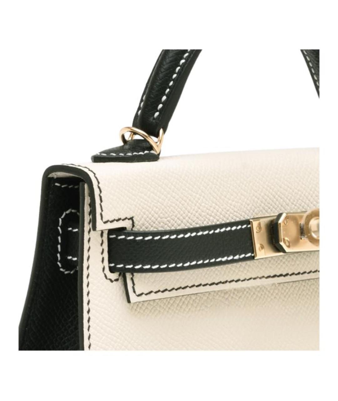 HERMES Белая кожаная сумка с короткими ручками, фото 5