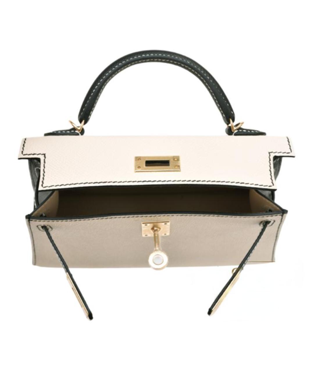 HERMES Белая кожаная сумка с короткими ручками, фото 4