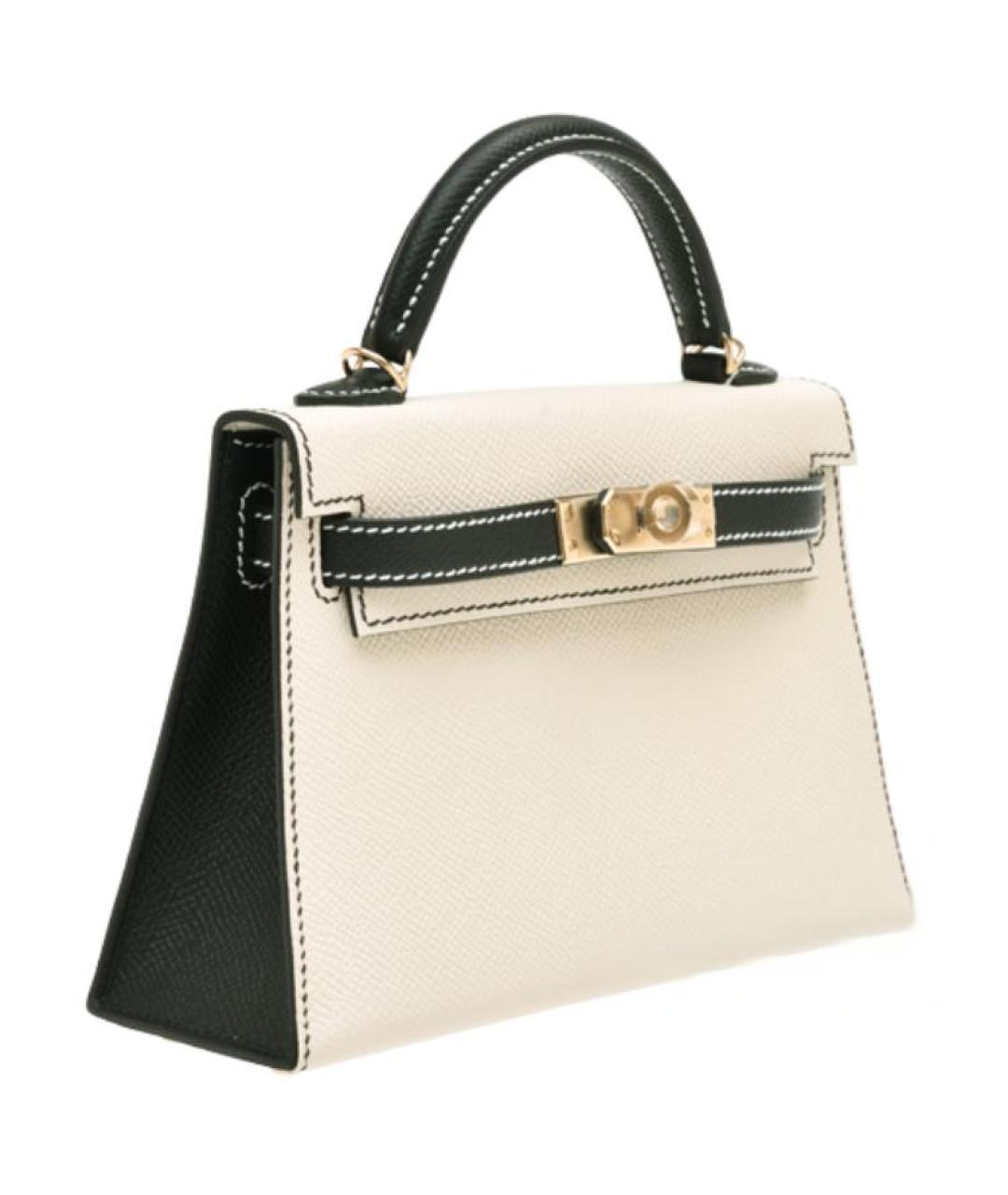 HERMES Белая кожаная сумка с короткими ручками, фото 2