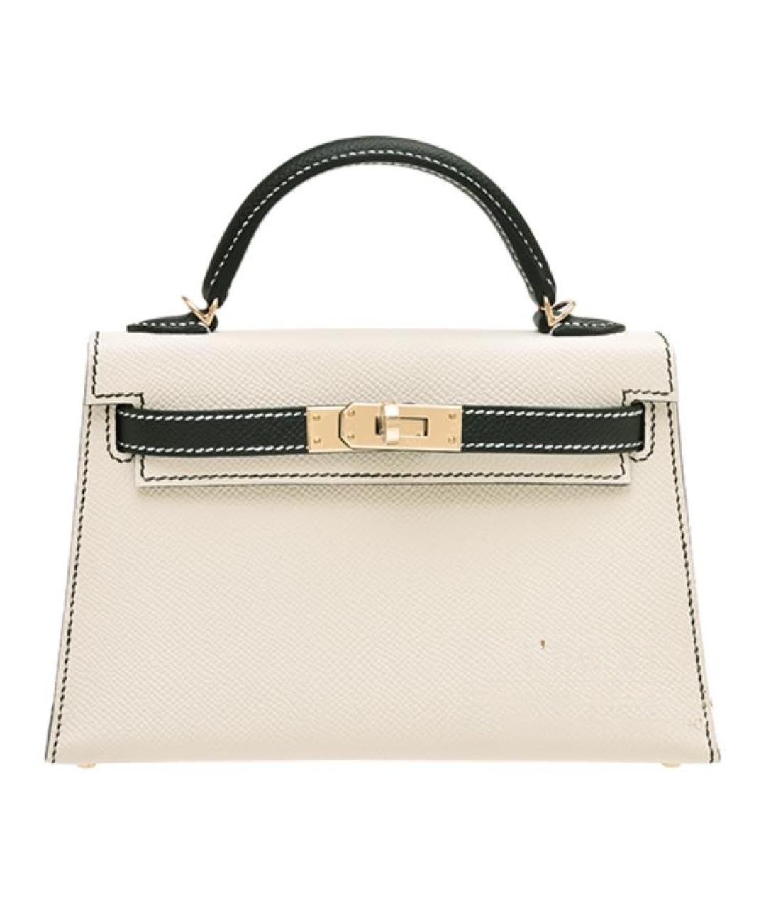 HERMES Белая кожаная сумка с короткими ручками, фото 1