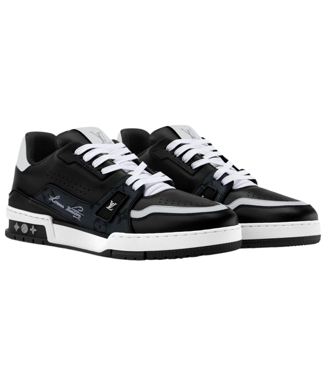 LOUIS VUITTON Черные кожаные низкие кроссовки / кеды, фото 3