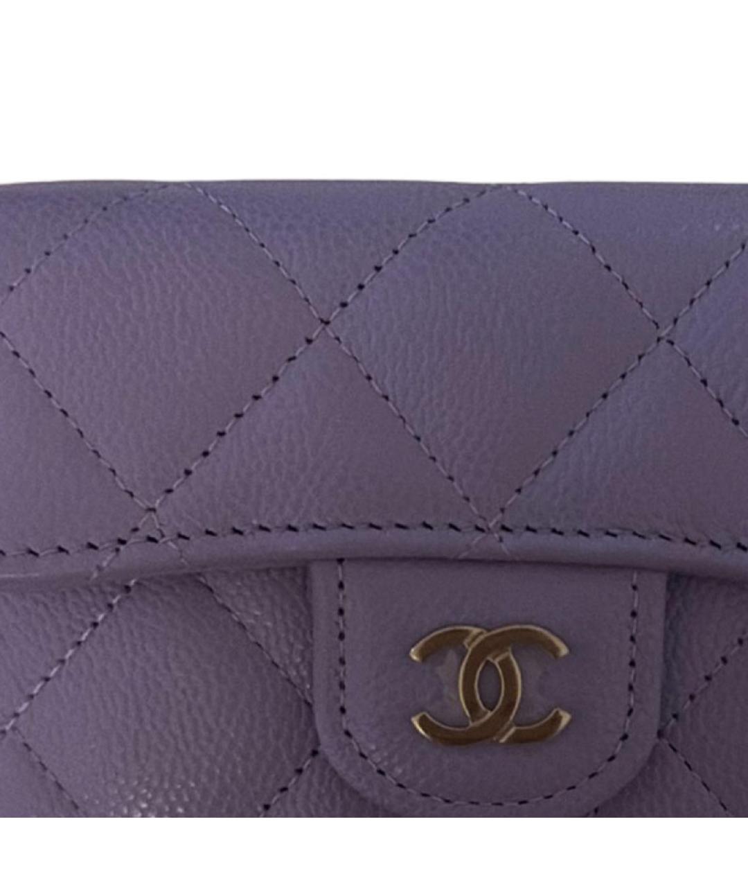 CHANEL Фиолетовый кожаный кардхолдер, фото 5