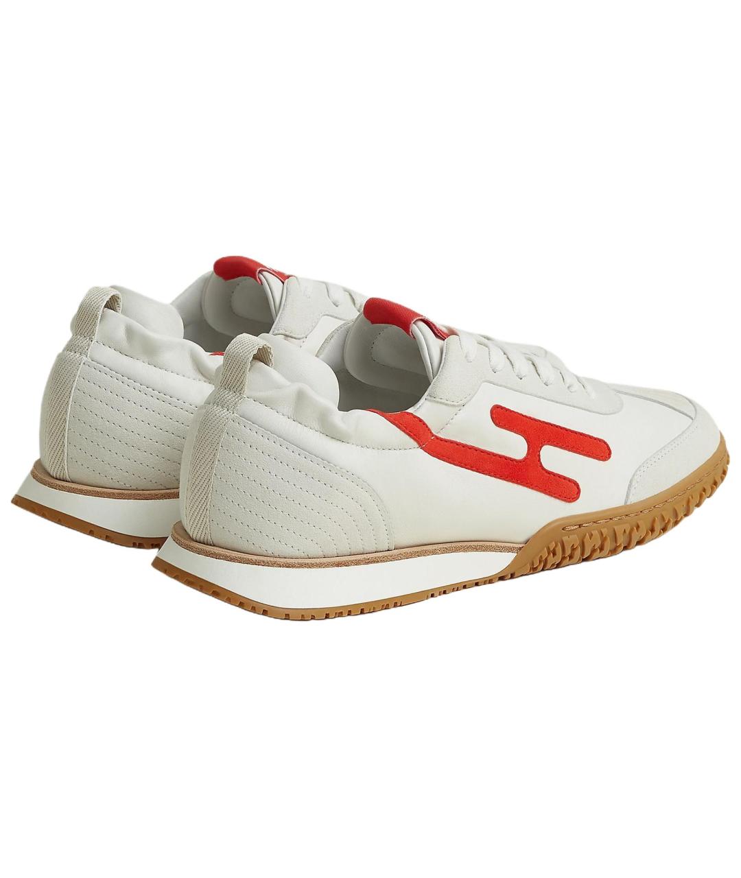 HERMES Белые кожаные кроссовки, фото 5